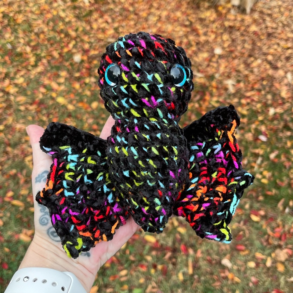 Crochet Bat 🦇 - Doubled stranded rainbow